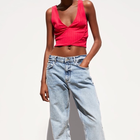 Zara Fuchsia Textured Weave Cropped Top - Picture 4 of 5